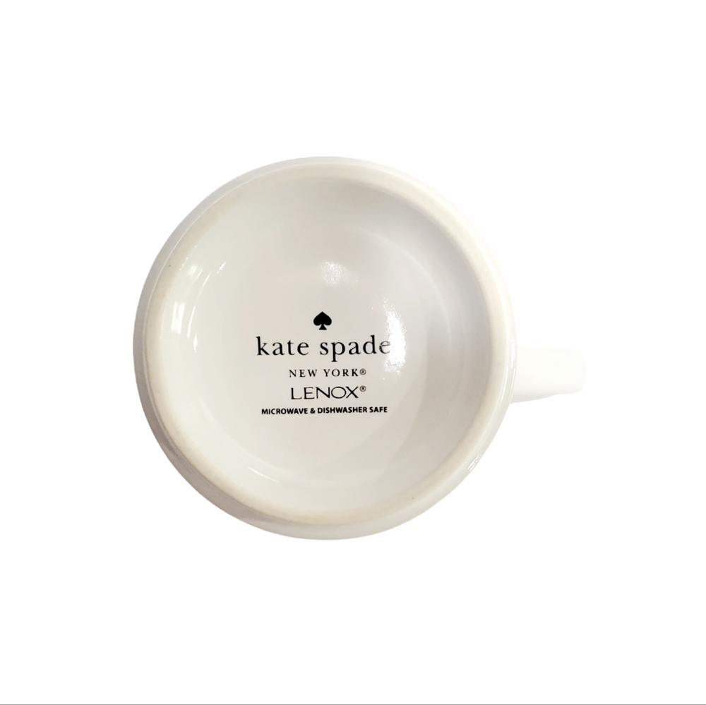Kate Spade Lenox New York Deco Dot Coffee Mug 4” Tall White & Black - Picture 5 of 7